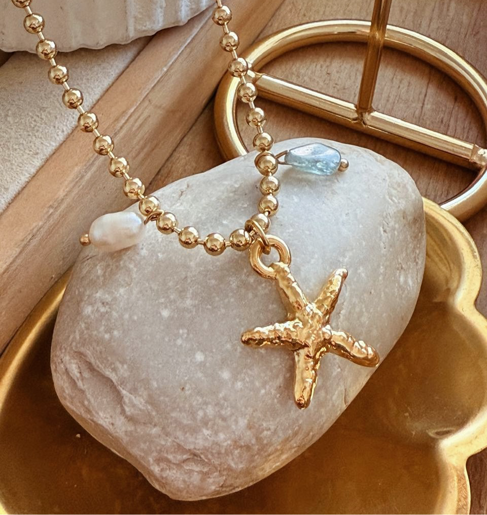Collar estrella y piedra azul