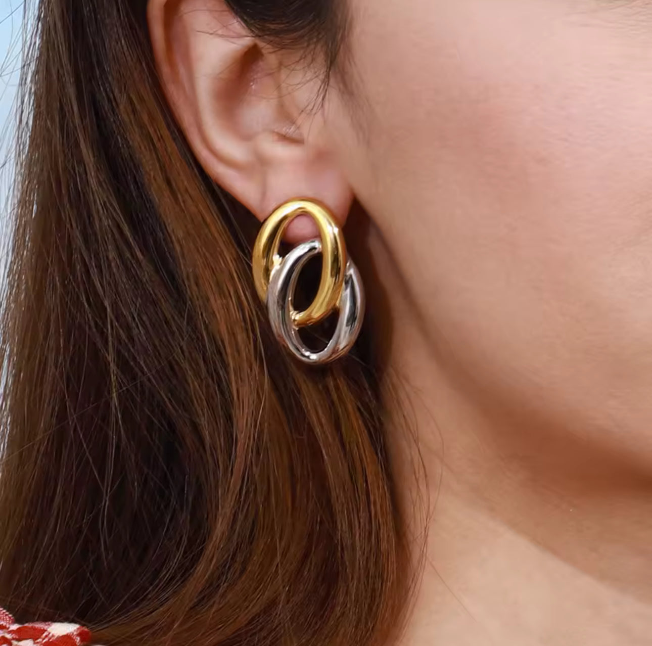 Aretes dos aros bicolor