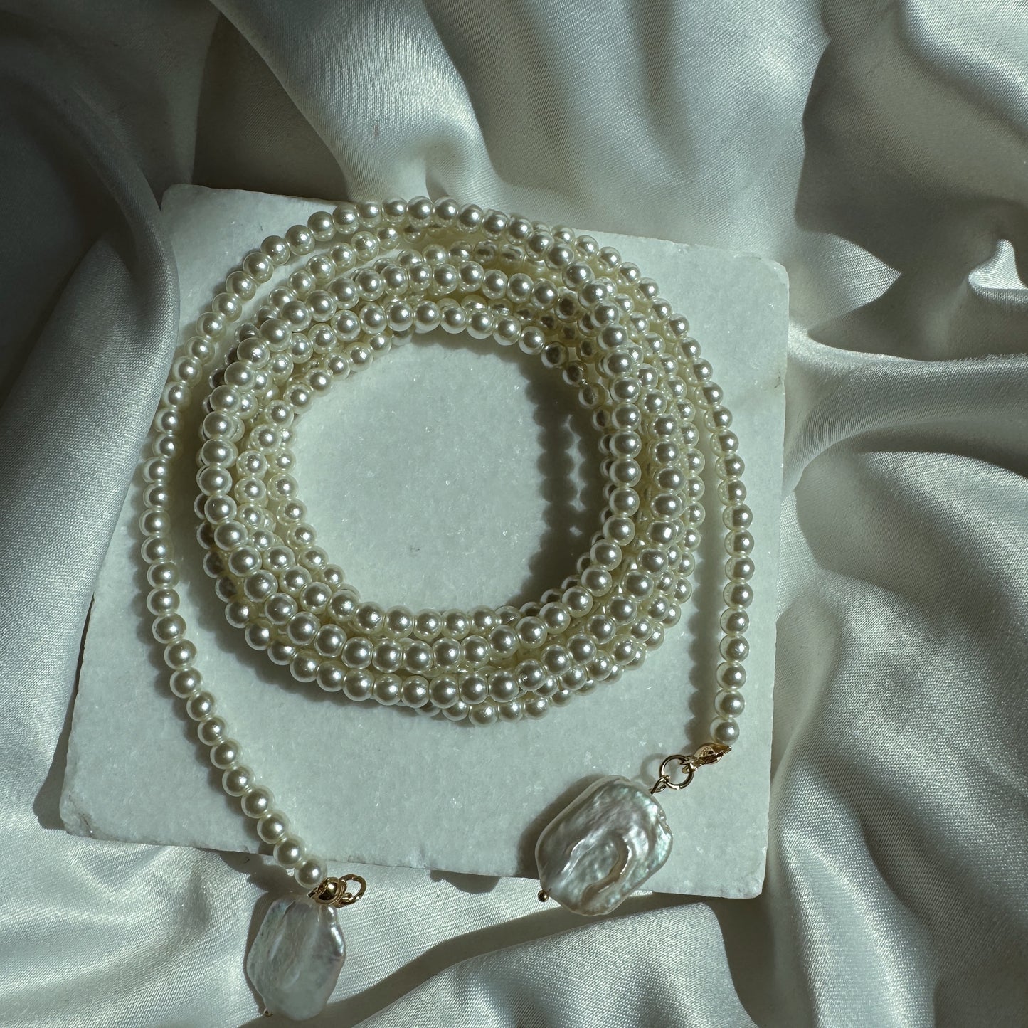 Collar infinito 2 perlas