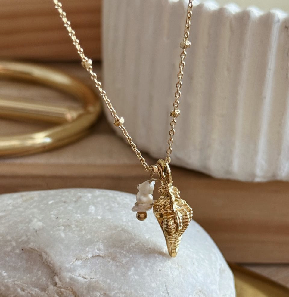 Collar caracol y piedrita blanca