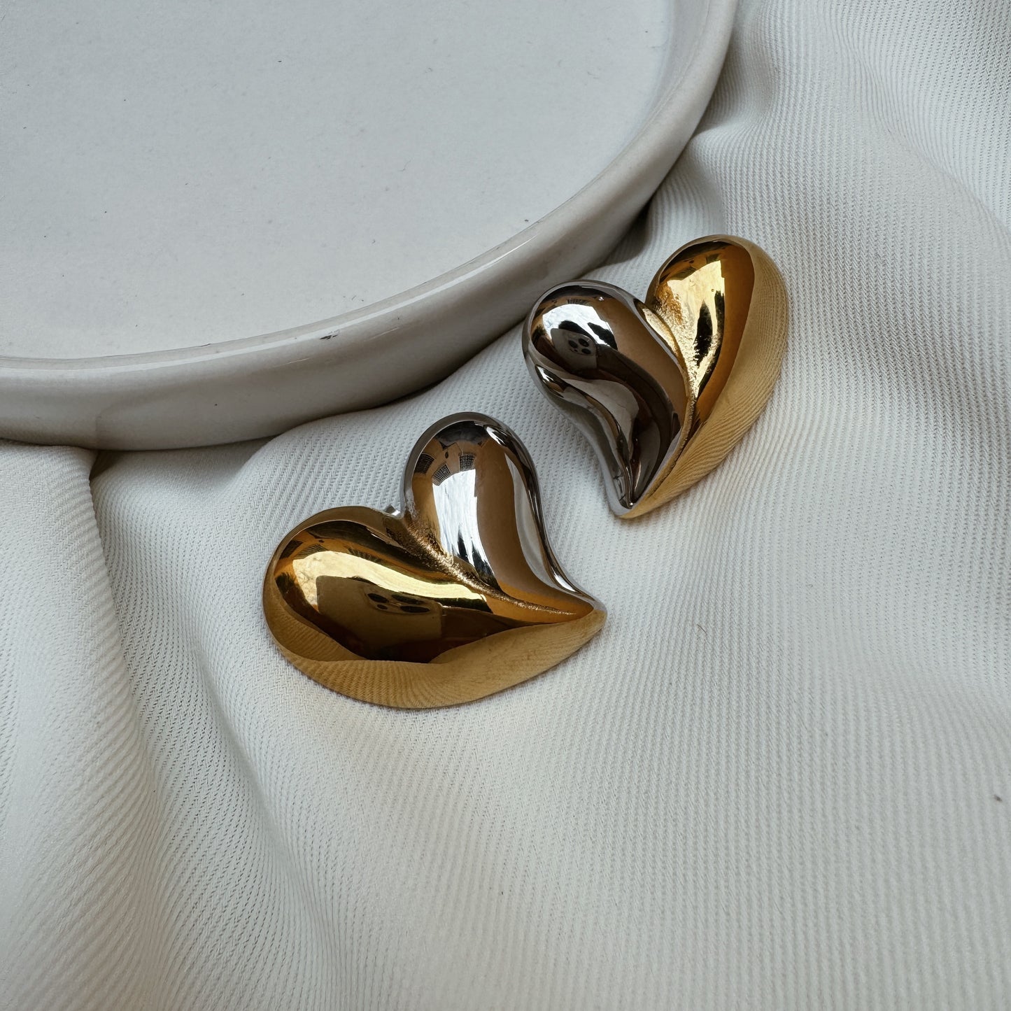 Arete corazón chunky bicolor