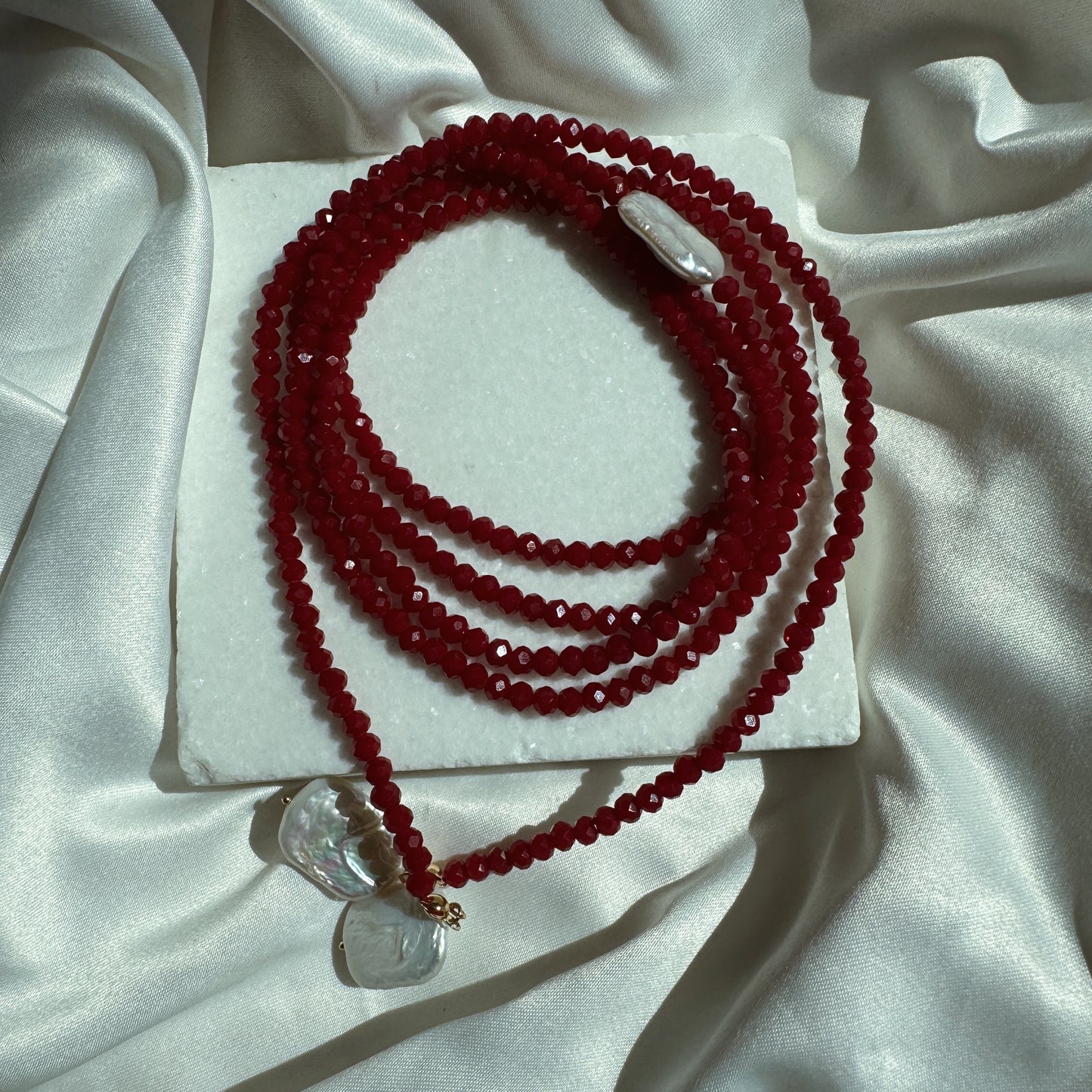Collar infinito 3 perlas
