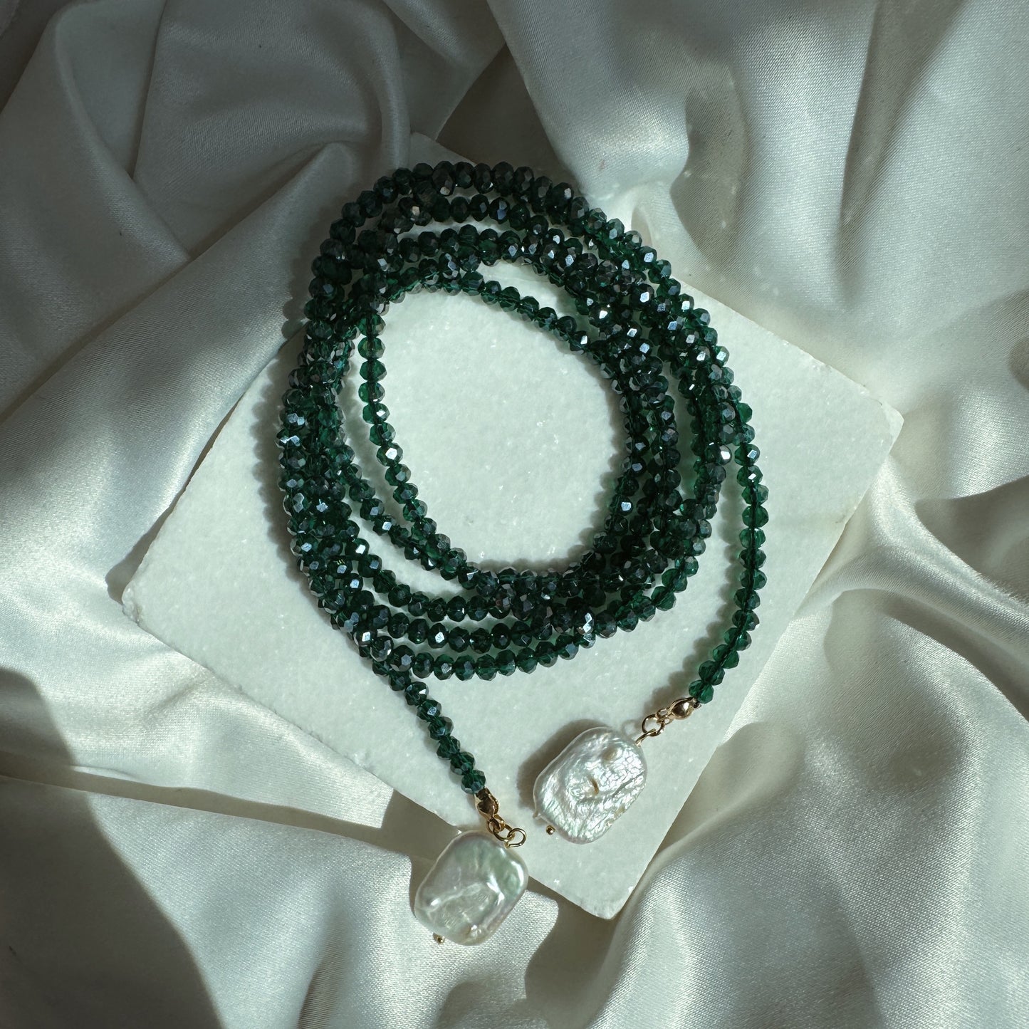 Collar infinito 2 perlas