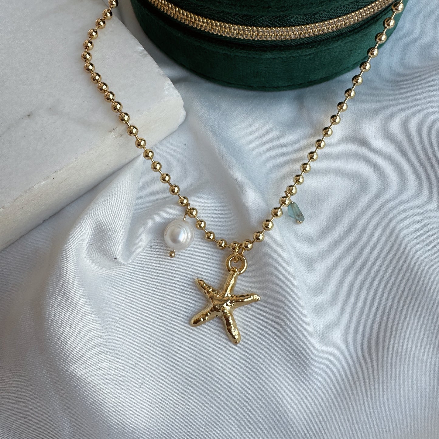 Collar estrella y piedra azul