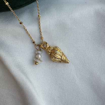 Collar caracol y piedrita blanca