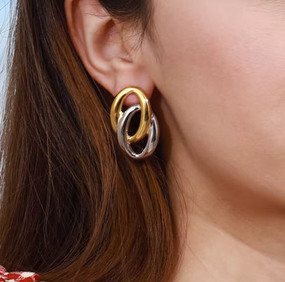 Aretes dos aros bicolor