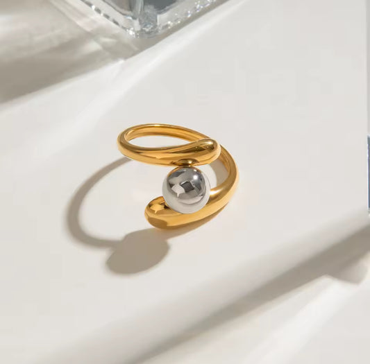Anillo bolita bicolor