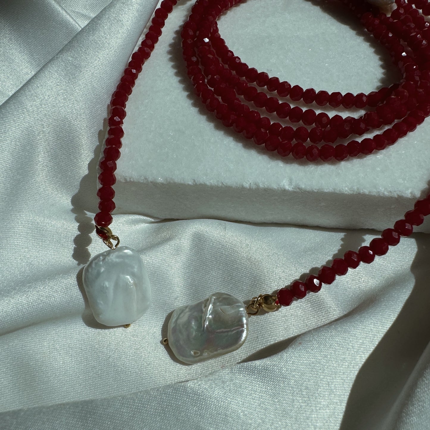 Collar infinito 3 perlas