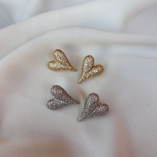 Aretes corazón circonias