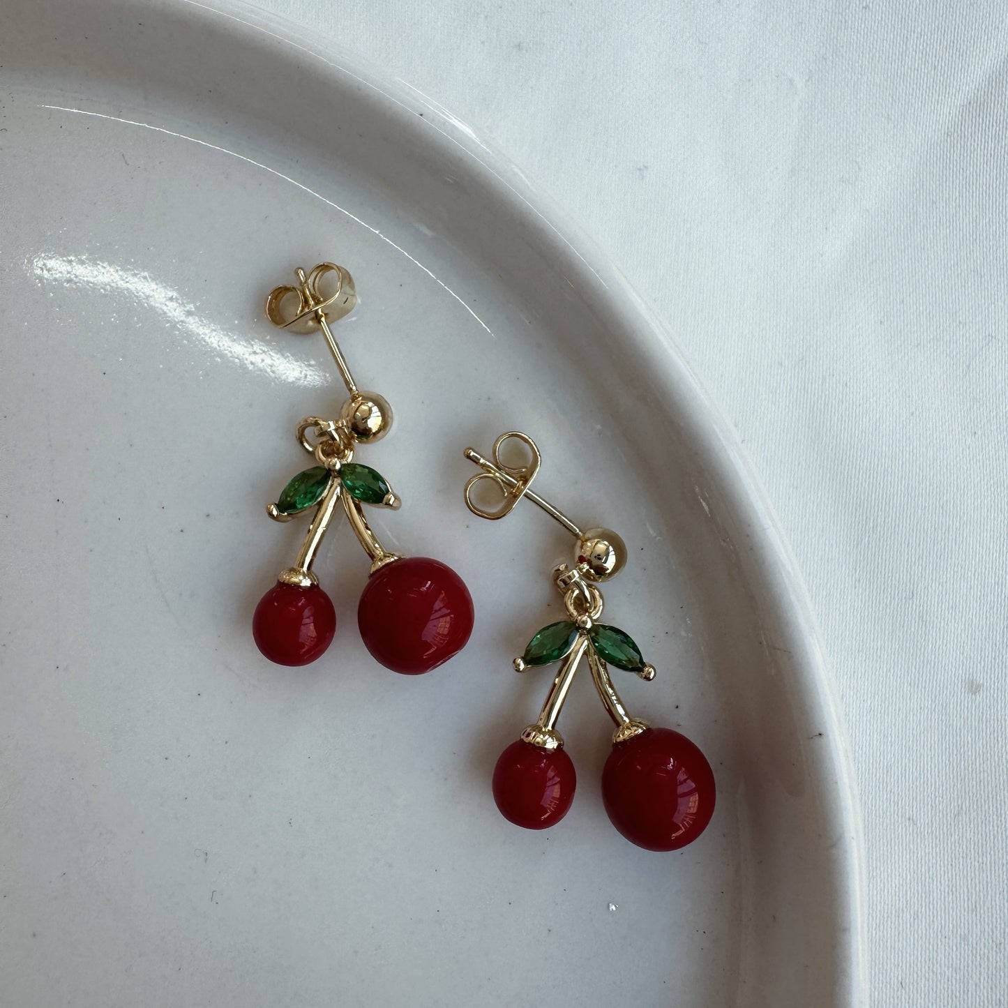 Conjunto cereza circonia y bolitas