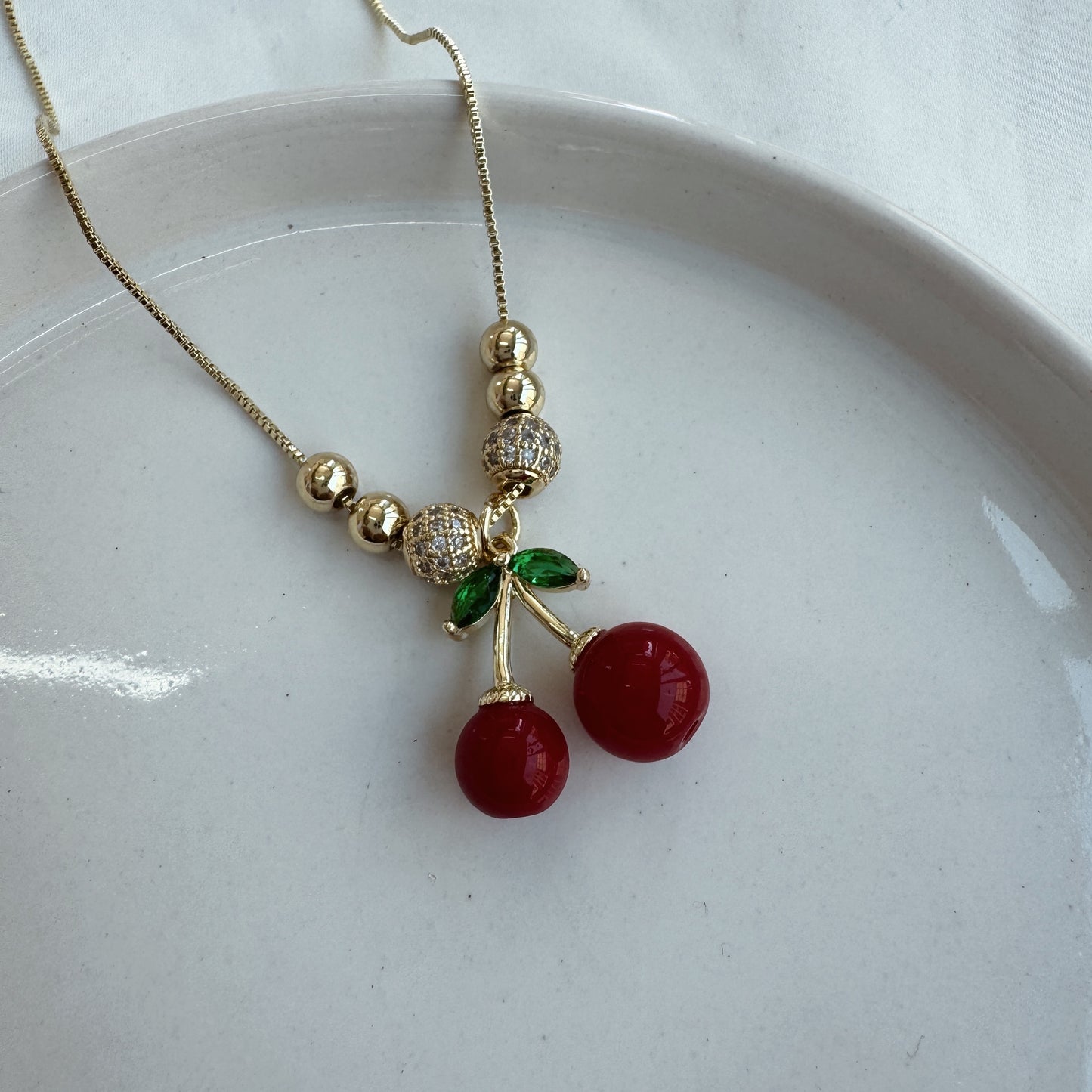 Conjunto cereza circonia y bolitas
