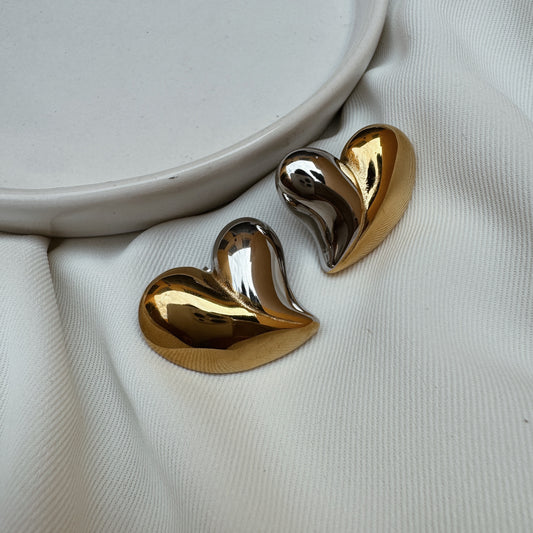 Arete corazón chunky bicolor