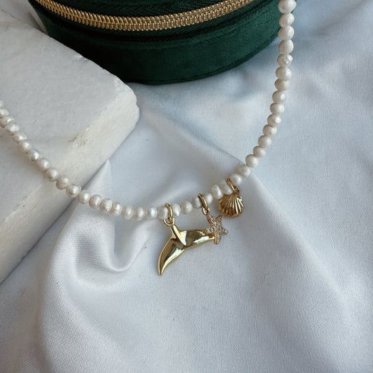 Collar perlas y dijes