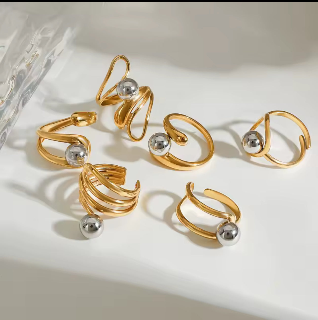 Anillo bolita bicolor