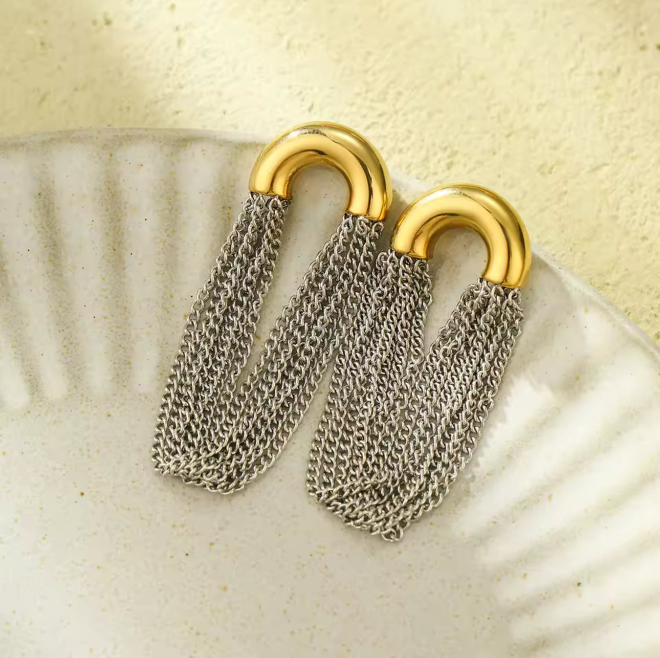 Aretes chain bicolor