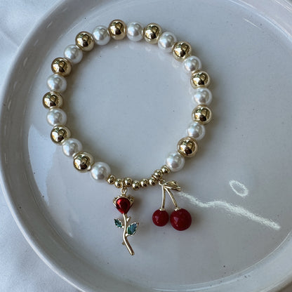 Pulseras perlas cereza 🌹