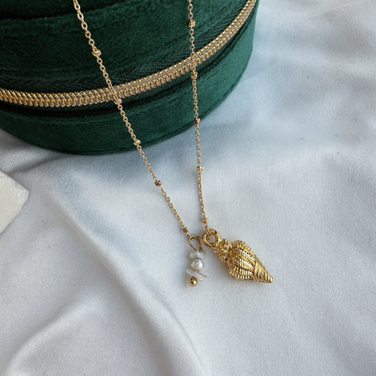 Collar caracol y piedrita blanca