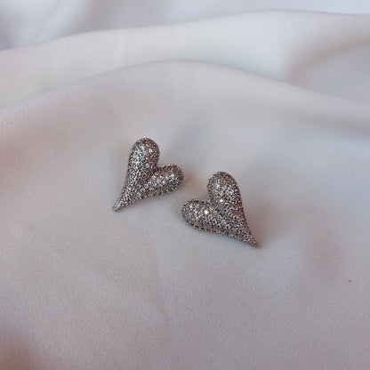 Aretes corazón circonias