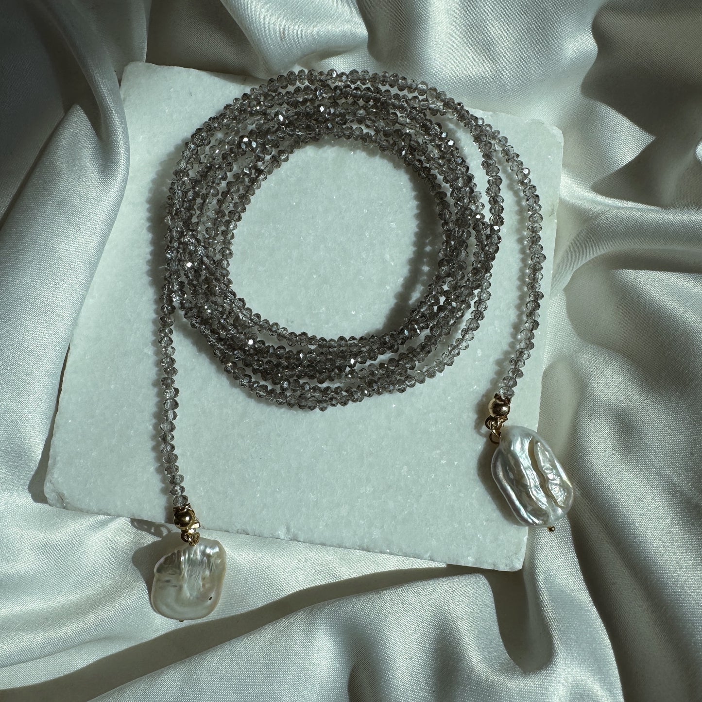 Collar infinito 2 perlas