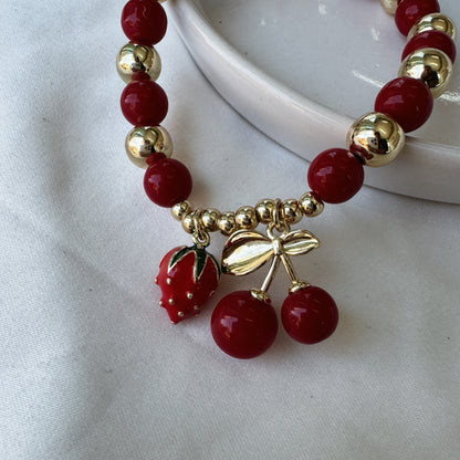 Pulsera fresa y cereza