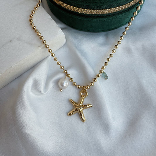 Collar estrella y piedra azul