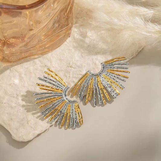 Aretes abanico bicolor