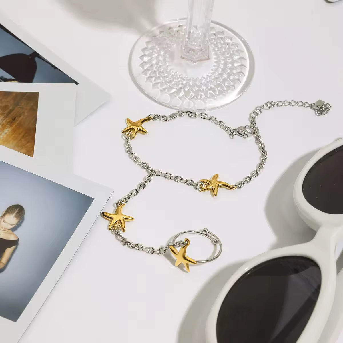 Hand bracelet Estrellas bicolor