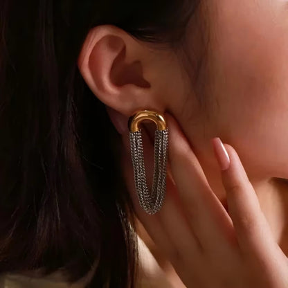 Aretes chain bicolor