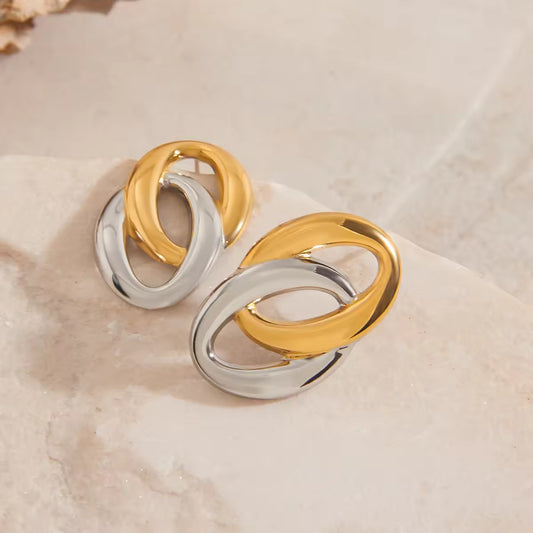 Aretes dos aros bicolor