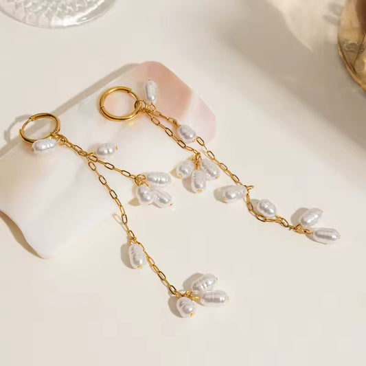 Arete colgante perla