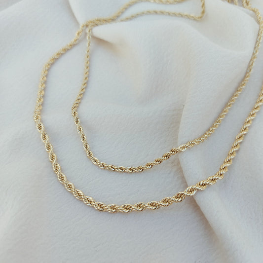 Cadena torzal plata italiana bañado en oro