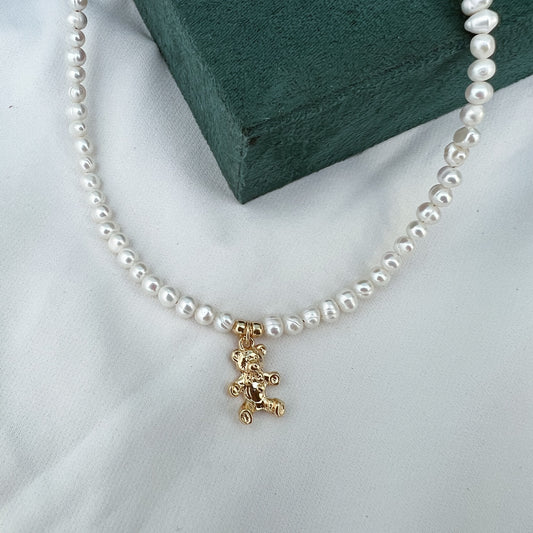 Collar perlas oso